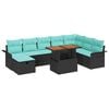 vidaXL Conjunto de Sof&aacute; de Jardim com almofada 9 pcs Preto vime PE