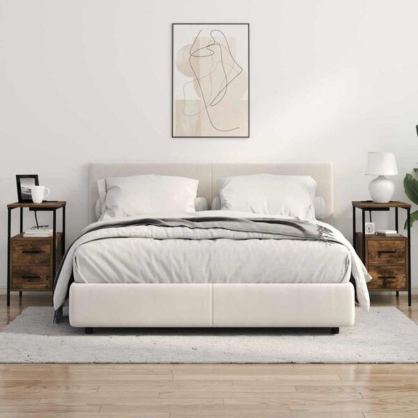 vidaXL Arm&aacute;rio de Cabeceira Carvalho Defumado 30 x 48 x 61 cm