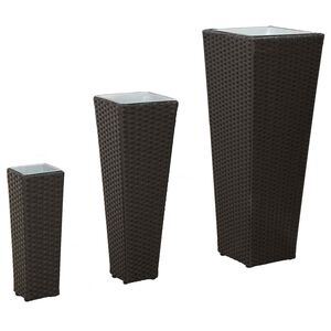 vidaXL Conjunto Para Exterior 3 unid. Preto 30 x 30 x 80 cm Metal