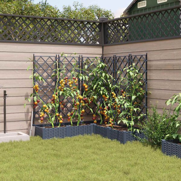 vidaXL Vaso de Jardim 5 pcs Cinzento 120 x 120 x 125,5 cm Pl&aacute;stico