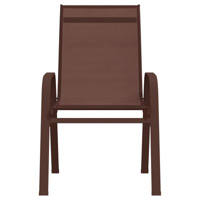 vidaXL Cadeiras de jardim empilháveis 6 pcs textilene castanho