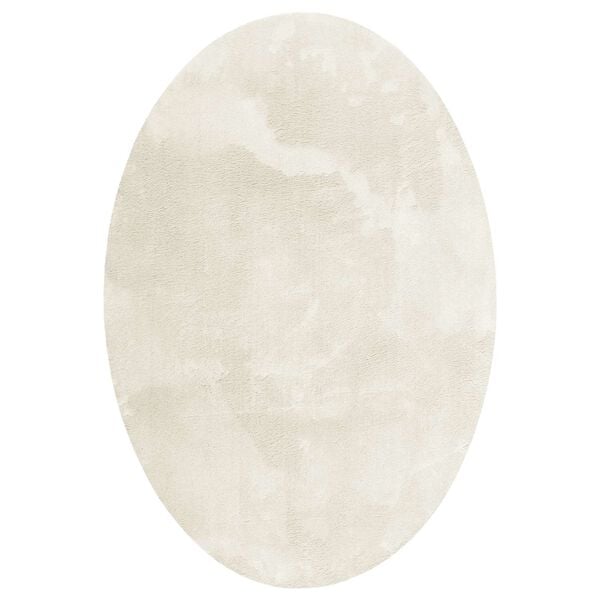 vidaXL Tapetes de &aacute;rea Oval HUARTE Creme 120 x 170 cm 100% Poli&eacute;ster