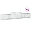 vidaXL Cestos gabi&atilde;o arqueados 6 pcs 300x50x40/60 cm ferro galvanizado