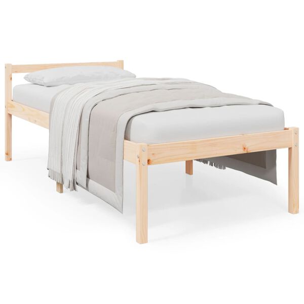 vidaXL Cama de solteiro pequena p/ idosos 75x190 cm pinho maci&ccedil;o