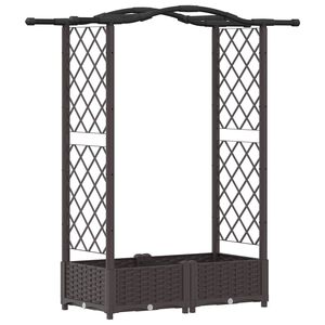 vidaXL Cama Elevada com Treli&ccedil;a e Telhado Castanho 124 x 40 x 123 cm
