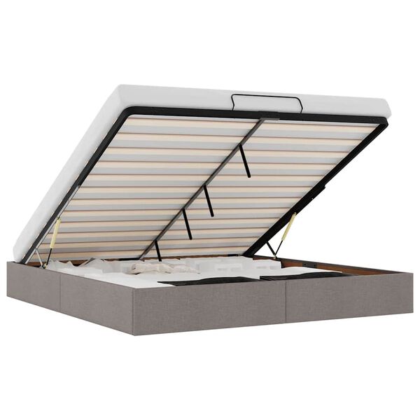 vidaXL Estrutura de cama otomana sem colch&atilde;o cinza 200x200 cm tecido