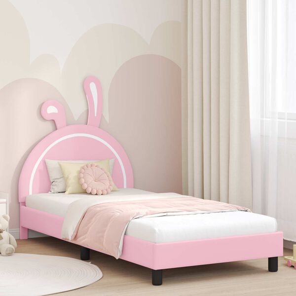 vidaXL Estrutura de Cama Infantil com Cabeceira Rosa 80 x 200 cm PU