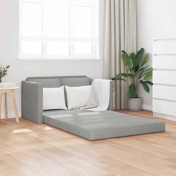 vidaXL Sof&aacute;-cama sem p&eacute;s 122x204x55 cm veludo cinzento-claro