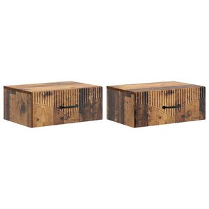 vidaXL Gabinete de Canto Montado na Parede 2 pcs Madeira antiga