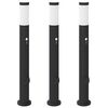 vidaXL Lumin&aacute;rias de balizador com sensor e tomada, 3 pe&ccedil;as, 80 cm, a&ccedil;o inoxid&aacute;vel, IP44