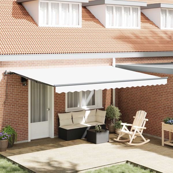 vidaXL Toldo Retr&aacute;til Branco 450 &times; 300 cm Tecido e Alum&iacute;nio