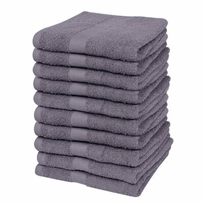 vidaXL Conjunto toalhas hóspedes 10pcs algodão 500g. 30x50cm antracite