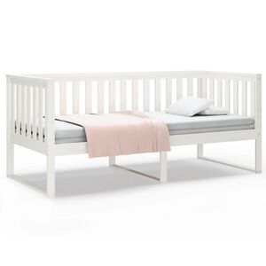 vidaXL Cama dia sem colch&atilde;o branco 100x200 cm pinho de madeira maci&ccedil;a