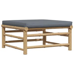 vidaXL Apoio de p&eacute;s para jardim com almofad&atilde;o cinzento-escuro bambu