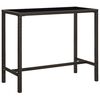 vidaXL Mesa de bar para jardim 130x60x110 cm vidro e vime PE castanho