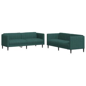 vidaXL 2 pcs conjunto de sof&aacute;s tecido verde-escuro
