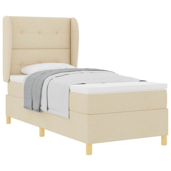 vidaXL Cama Box Springs com Colch&atilde;o Cinza Escuro 90x190 cm Creme