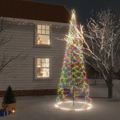 vidaXL Árvore de Natal c/ poste metal 1400 luzes LED 5 m colorido