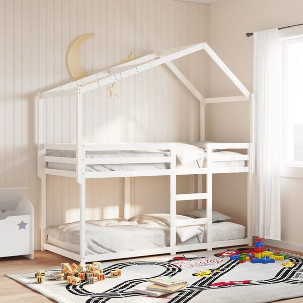 vidaXL Telhado de cama infantil 213x85,5x144,5 cm pinho maci&ccedil;o branco