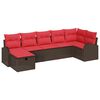 vidaXL Conjunto de Sof&aacute;s com almofada Manual Marrom e Vermelho vime PE