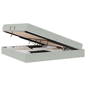 vidaXL Cama com arruma&ccedil;&atilde;o e colch&atilde;o Cinzento-claro 200 x 200 cm Veludo