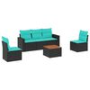 vidaXL 6 pcs conjunto de sof&aacute;s p/ jardim c/ almofad&otilde;es vime PE preto