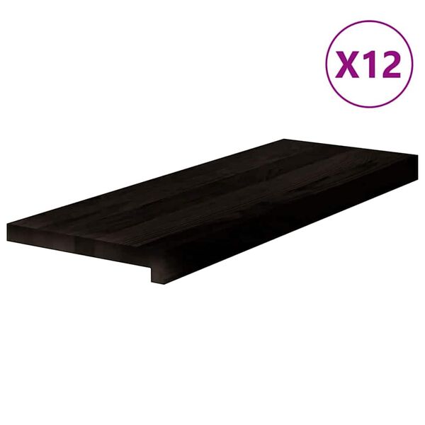 vidaXL Tapetes de escada 12 pcs 70x30x2 cm carvalho castanho-escuro