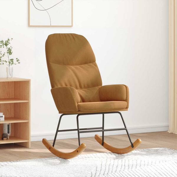 vidaXL Cadeira de baloi&ccedil;o veludo castanho