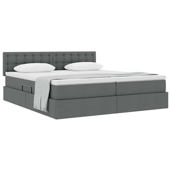 vidaXL Cama com Armazenamento com colch&atilde;o Cinza Escuro 180 x 200 cm