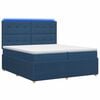 vidaXL Cama Box com LED e Colch&atilde;o Azul 200 x 200 cm Tecido