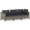 vidaXL 3 pcs conjunto lounge de jardim c/ almofad&otilde;es vime PE cinzento