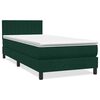 vidaXL Cama box spring c/ colch&atilde;o e LED 90x220 cm veludo verde-escuro