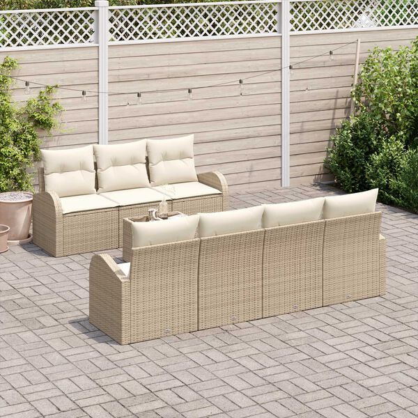 vidaXL Conjunto de Sof&aacute; de Jardim Bege 55 x 55 x 37 cm vime PE