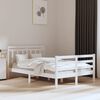 vidaXL Estrutura de cama casal 135x190 cm madeira maci&ccedil;a branco