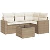 vidaXL 5 pcs conjunto de sof&aacute;s p/ jardim com almofad&otilde;es vime PE bege