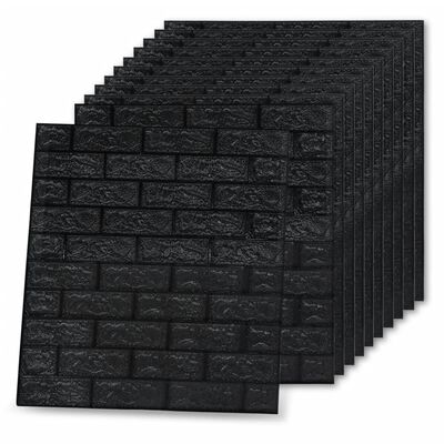 vidaXL Papel de parede 3D autoadesivo tijolos 20 pcs preto