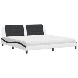 vidaXL Cama com colch&atilde;o Zadar 200x200 cm couro artificial preto e branco
