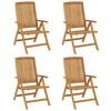 vidaXL Cadeiras de jardim reclin&aacute;veis c/ almofad&otilde;es 4 pcs teca maci&ccedil;a