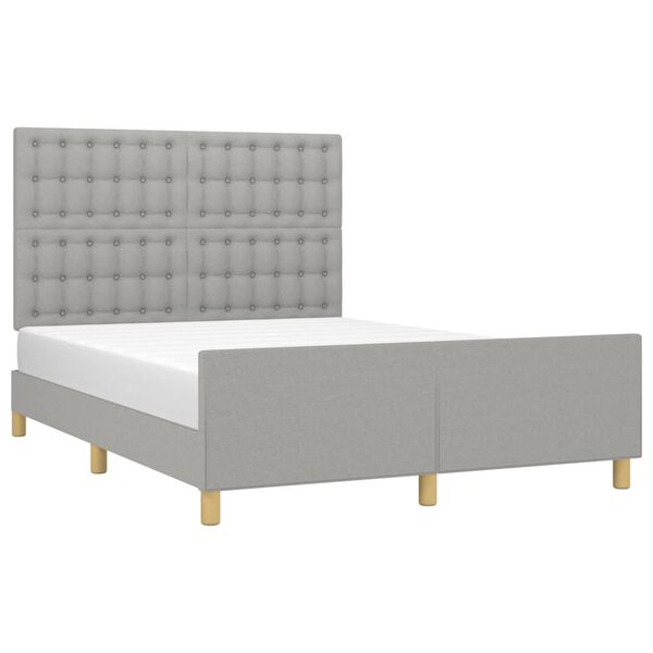 vidaXL Estrutura de cama sem colch&atilde;o 140x190 cm tecido cinzento-claro