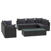 vidaXL 9 pcs conjunto lounge de jardim c/ almofad&otilde;es vime PE preto