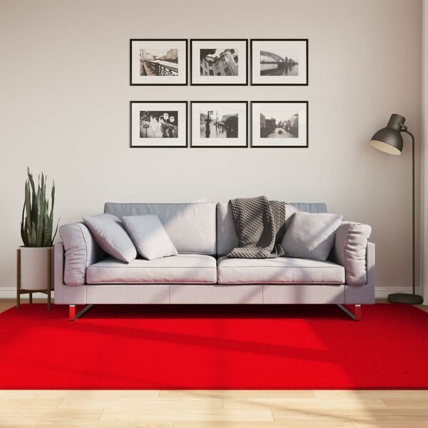 vidaXL Tapete pelo curto macio e lav&aacute;vel HUARTE 160x230 cm vermelho