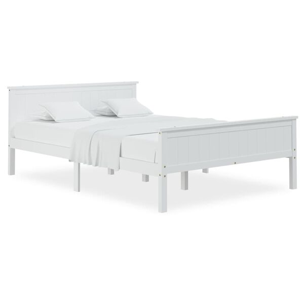 vidaXL Estrutura de cama 160x200 cm pinho maciço branco