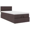 vidaXL Cama otomana com colch&atilde;o 100x200 cm tecido castanho escuro