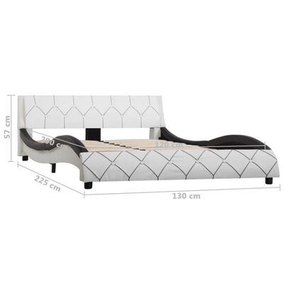 vidaXL Estrutura de cama 120x200 cm couro artificial branco e preto