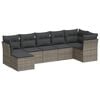 vidaXL 7 pcs conjunto sof&aacute;s p/ jardim c/ almofad&otilde;es vime PE cinzento
