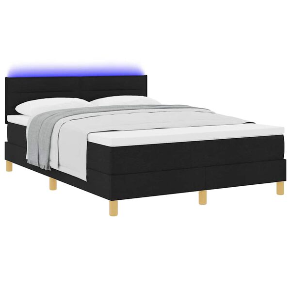 vidaXL Cama Box Spring LED com colch&atilde;o Preto 160 x 200 cm tecido