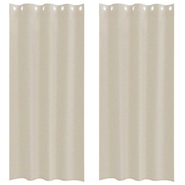 vidaXL Cortina de Voile 2 pcs Areia 260 x 140 cm Poli&eacute;ster