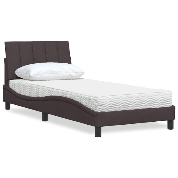vidaXL Cama com colch&atilde;o Hanko 90x190 cm tecido castanho-escuro