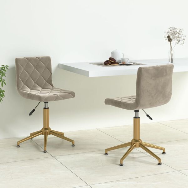 vidaXL Cadeiras de jantar girat&oacute;rias 2 pcs veludo cinzento-claro