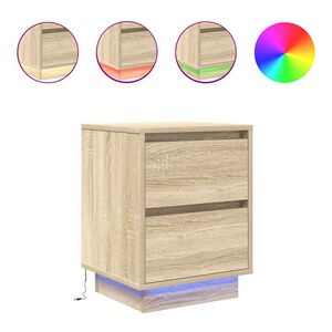 vidaXL Mesa de cabeceira com luzes LED 38x34x50 cm carvalho sonoma